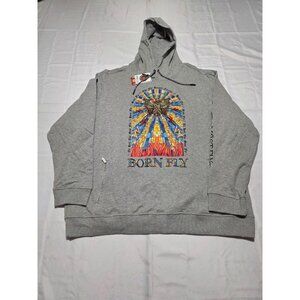 Born Fly Men’s BORN FLY All Hail The Most Fly Gray Graphic Hoodie Size 5XL